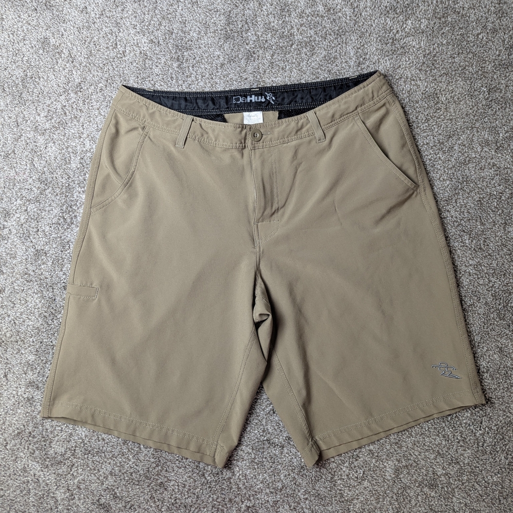 HUE Men's Khaki Flat Front Shorts